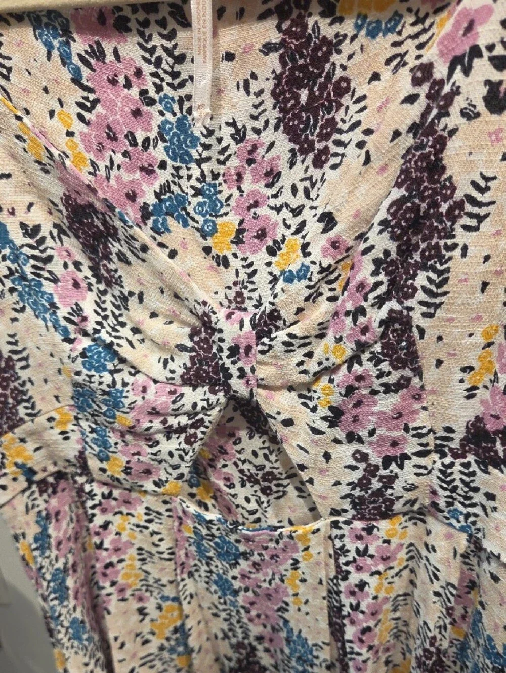 Free People Floral Tie-Front Cap Sleeve Dress in Multi